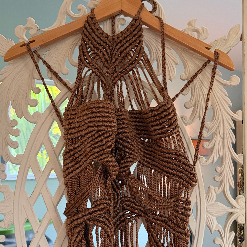 Boho Macrame Fringe Dress in Brown - Picture 3 of 4